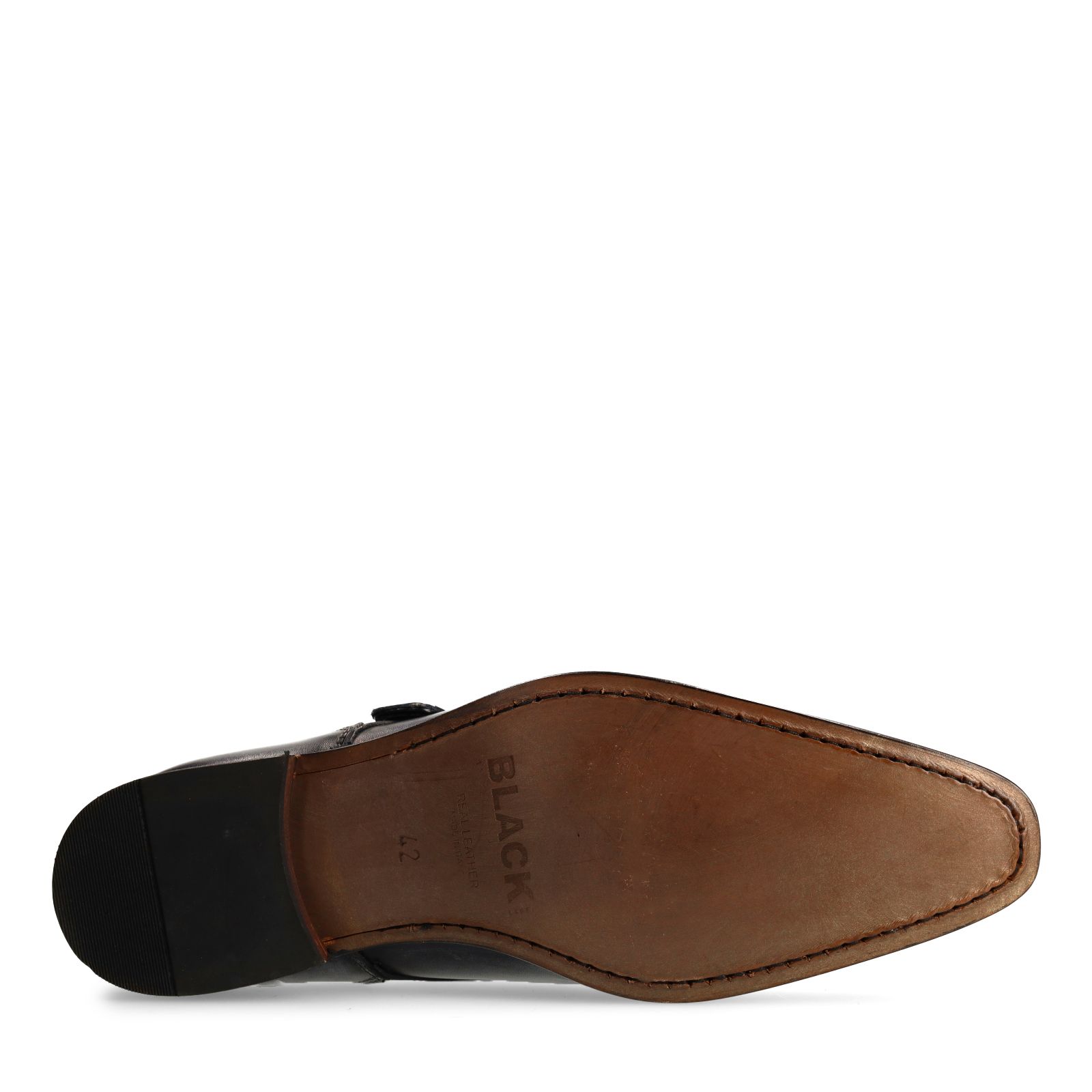 Donkerblauwe gespschoenen van leer