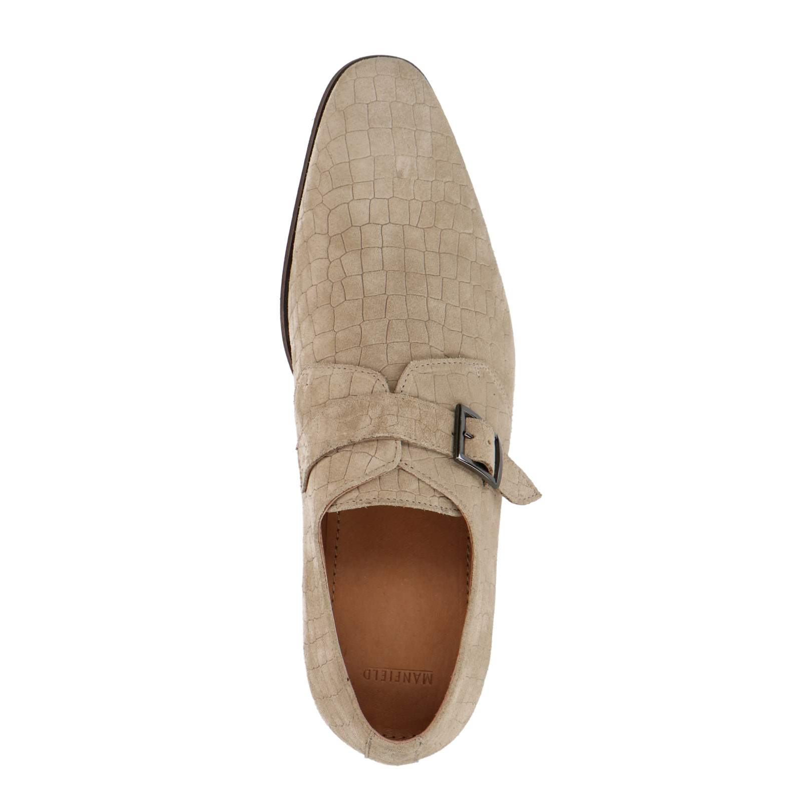 Beige suède gespschoenen met print Gespschoenen Manfield