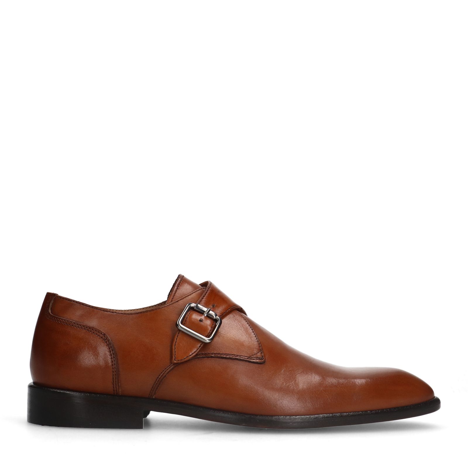 Cognac leren gespschoenen