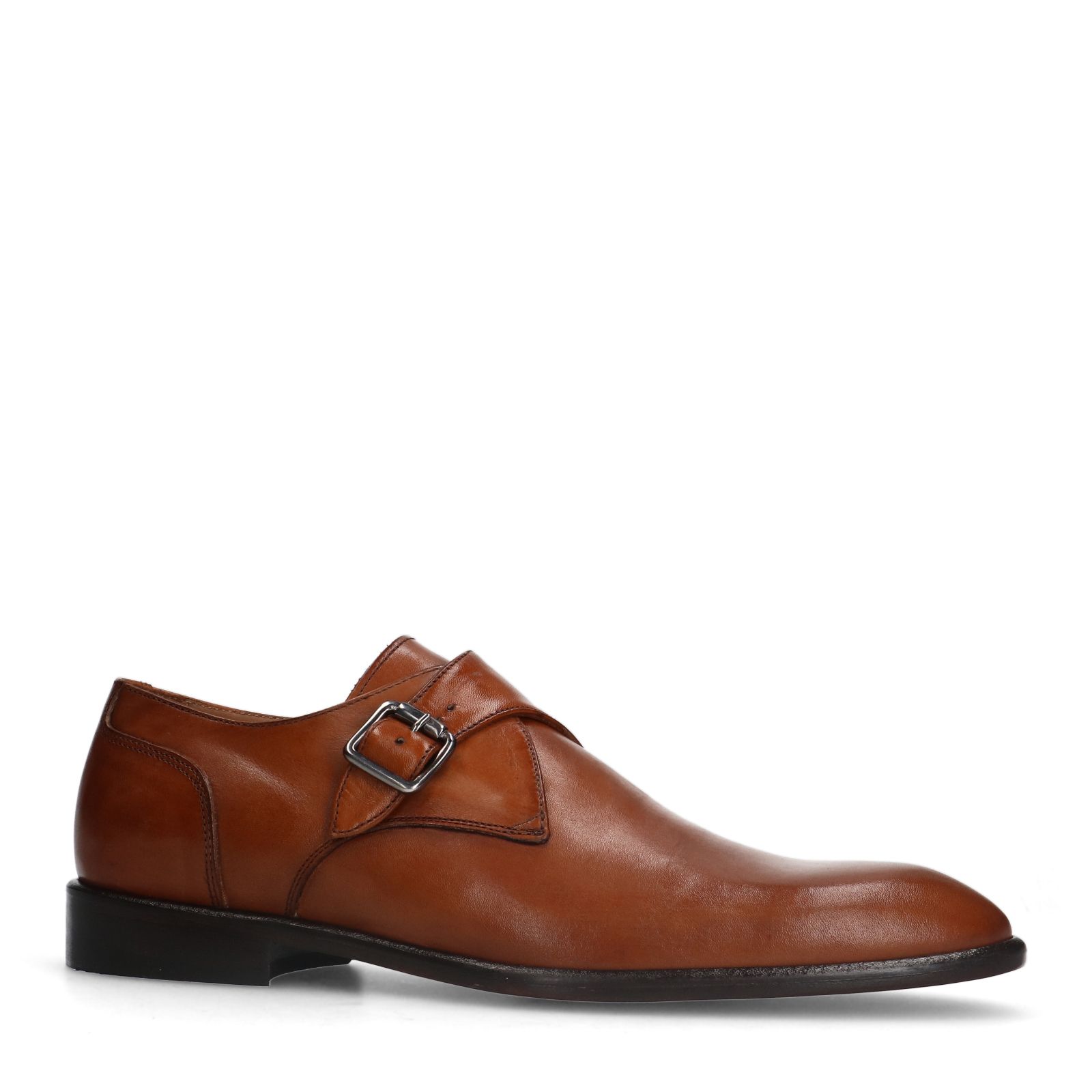 Cognac leren gespschoenen