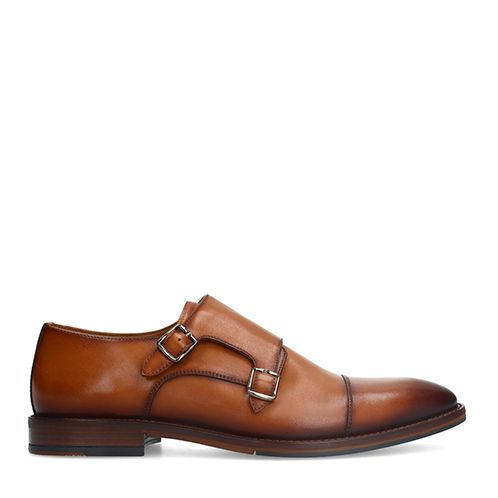 Cognacfarbene Schnallenschuhe aus Leder