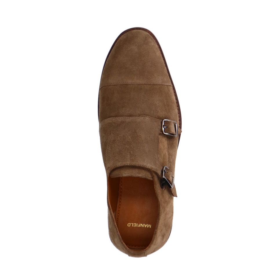 Taupe suède gespschoenen