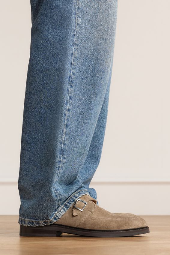 Taupefarbene Veloursleder-Boots