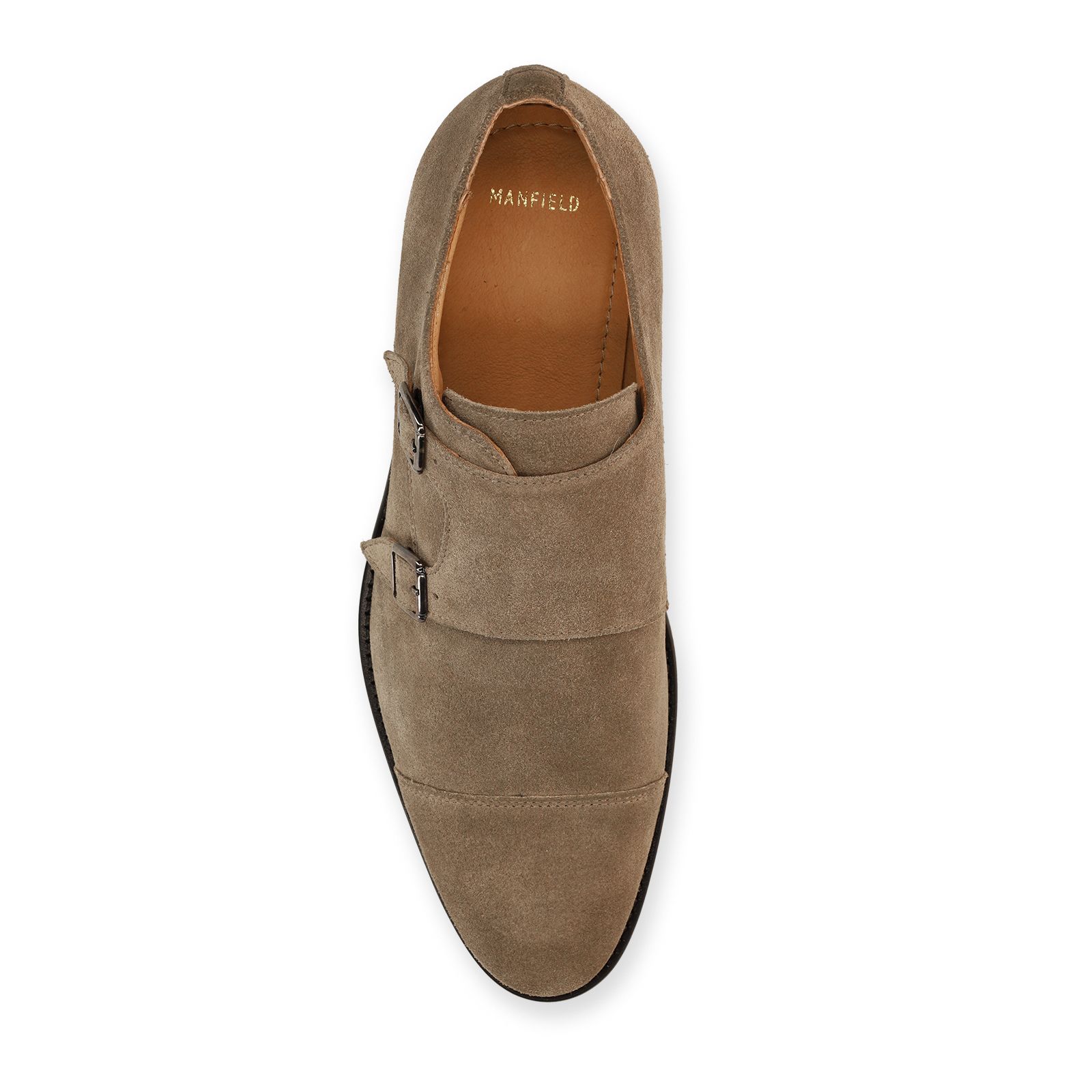 Beige suède gespschoenen