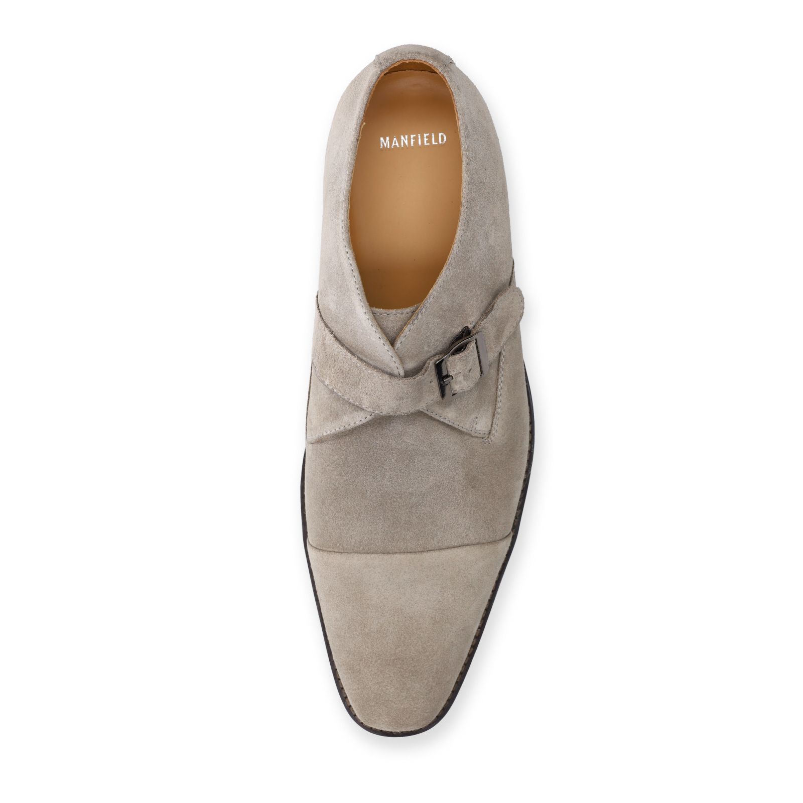 Beigefarbene Schnallenschuhe aus Veloursleder