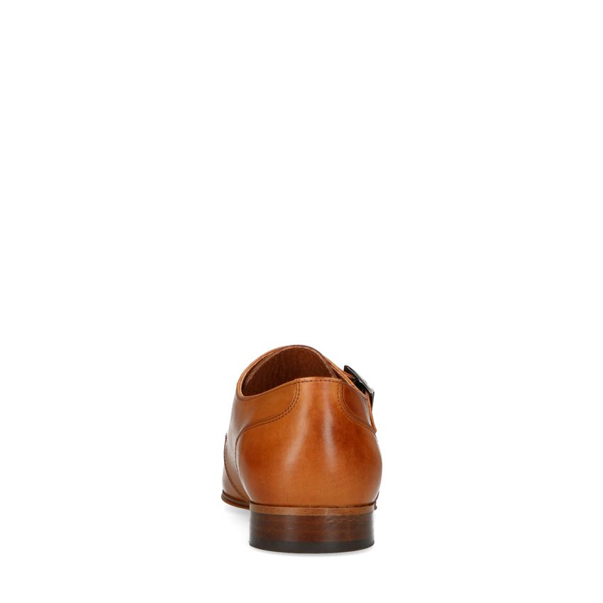 Cognac leren gespschoenen