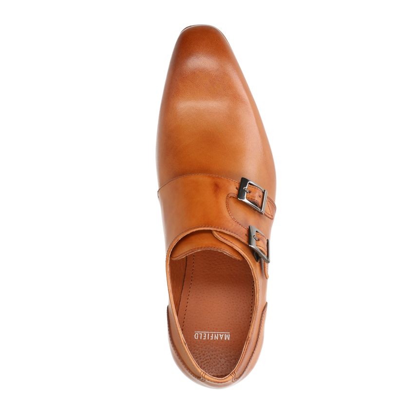 Cognac leren gespschoenen