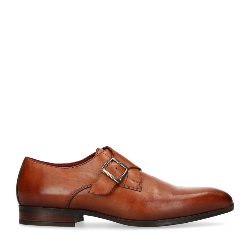 Cognac leren gespschoenen