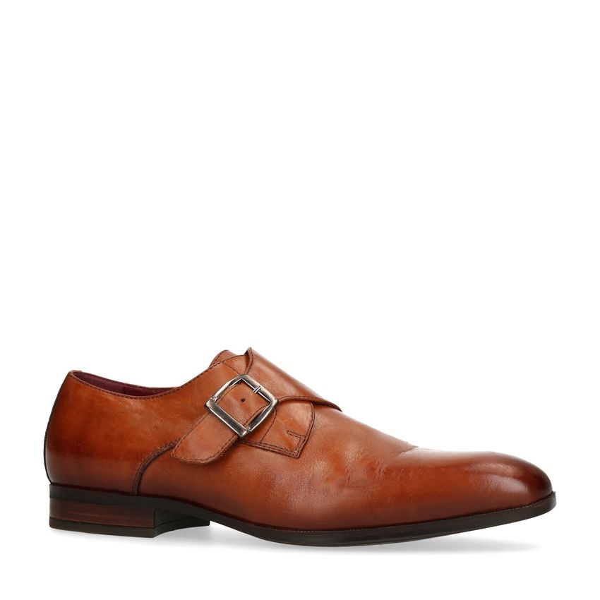 Cognac leren gespschoenen