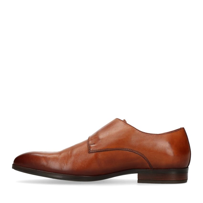 Cognac leren gespschoenen