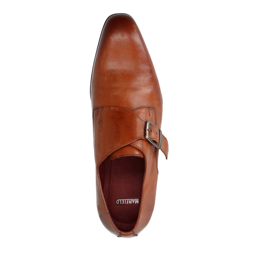 Cognac leren gespschoenen