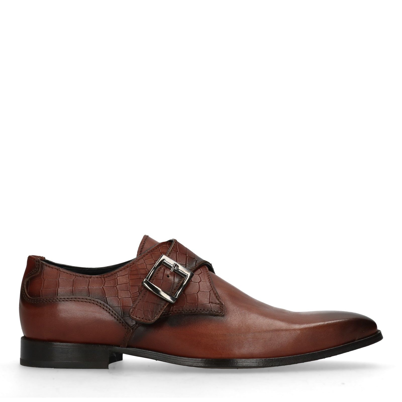Cognac leren gespschoenen