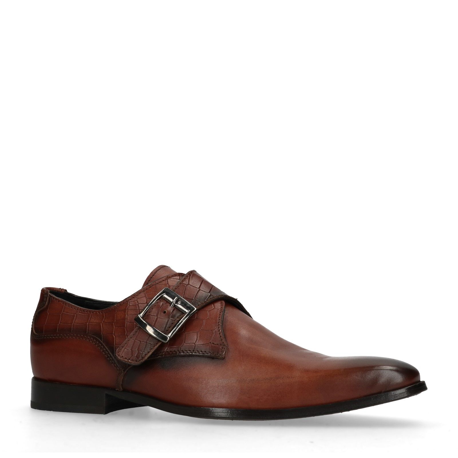 Cognac leren gespschoenen