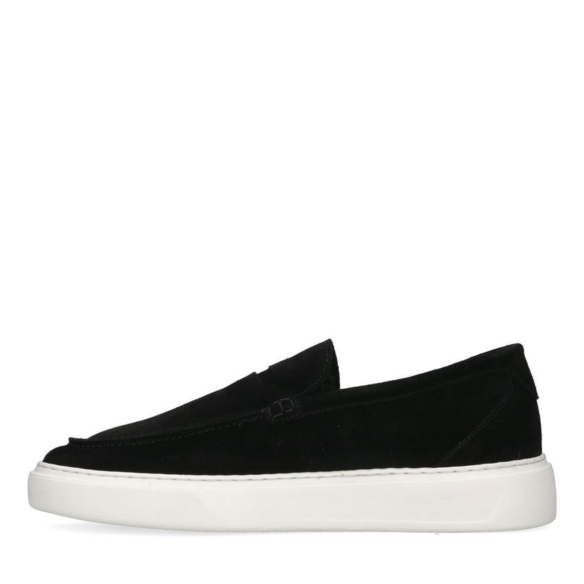 Schwarze Veloursleder-Loafer mit sportlicher Sohle