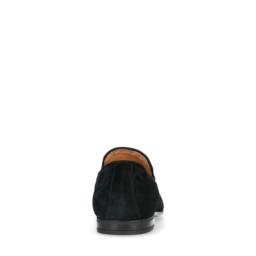 Schwarze Veloursleder-Loafer mit Quasten