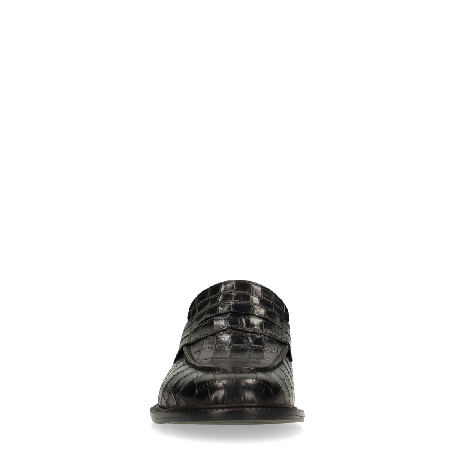 Schwarze Leder-Loafer mit Krokomuster