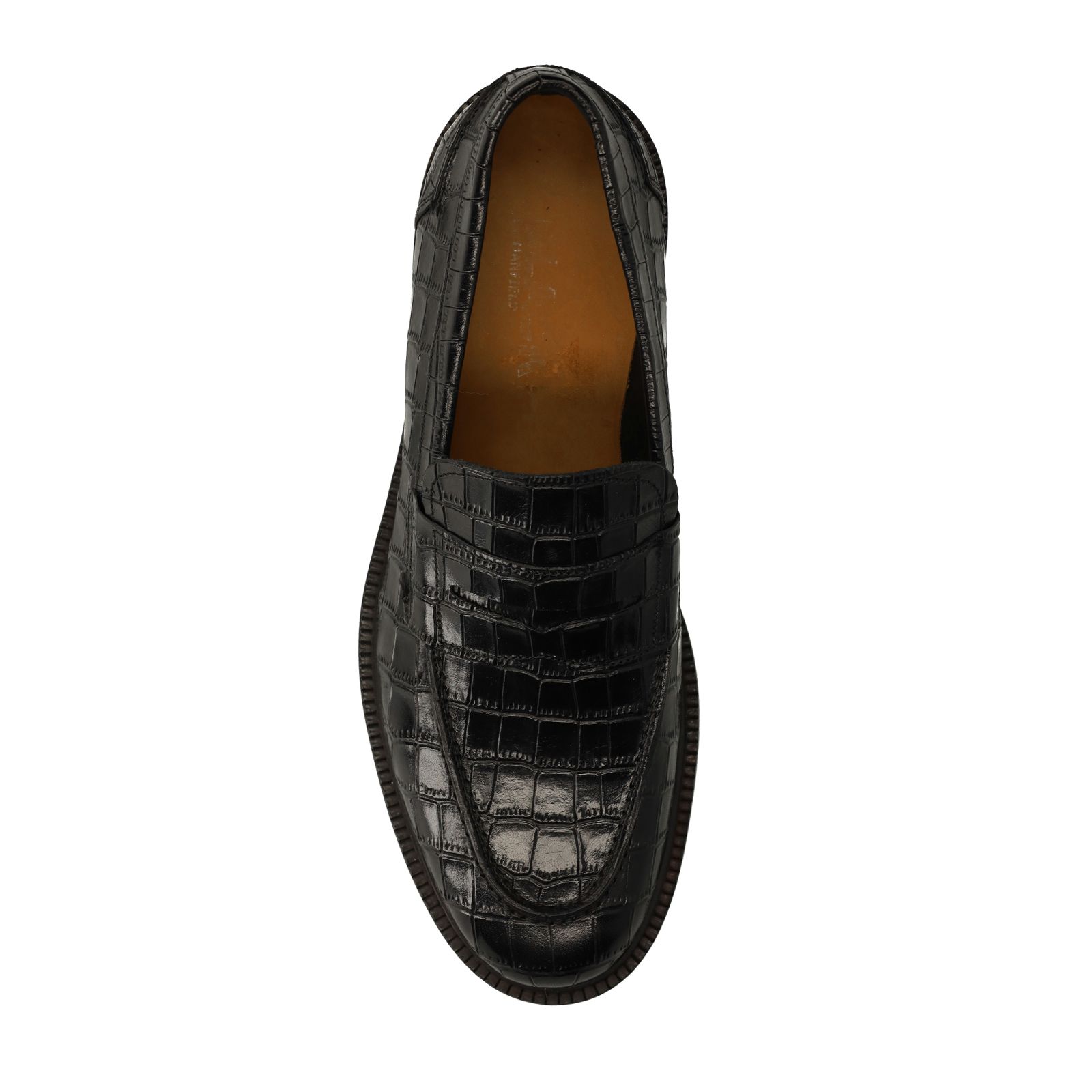 Schwarze Leder-Loafer mit Krokomuster