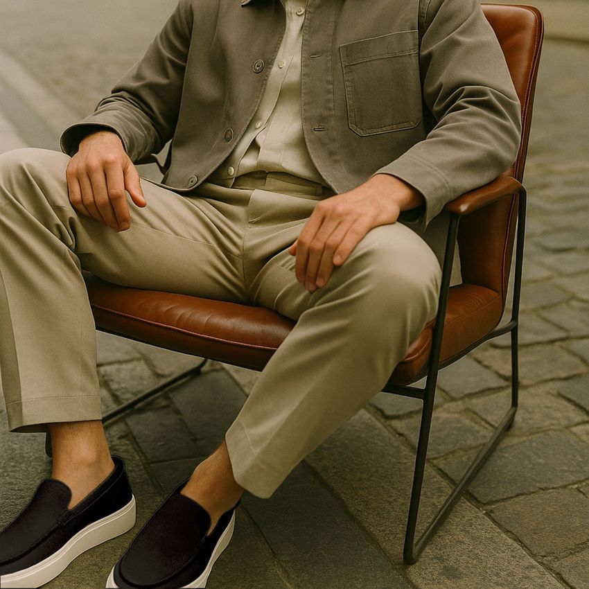 Schwarze Veloursleder-Loafer