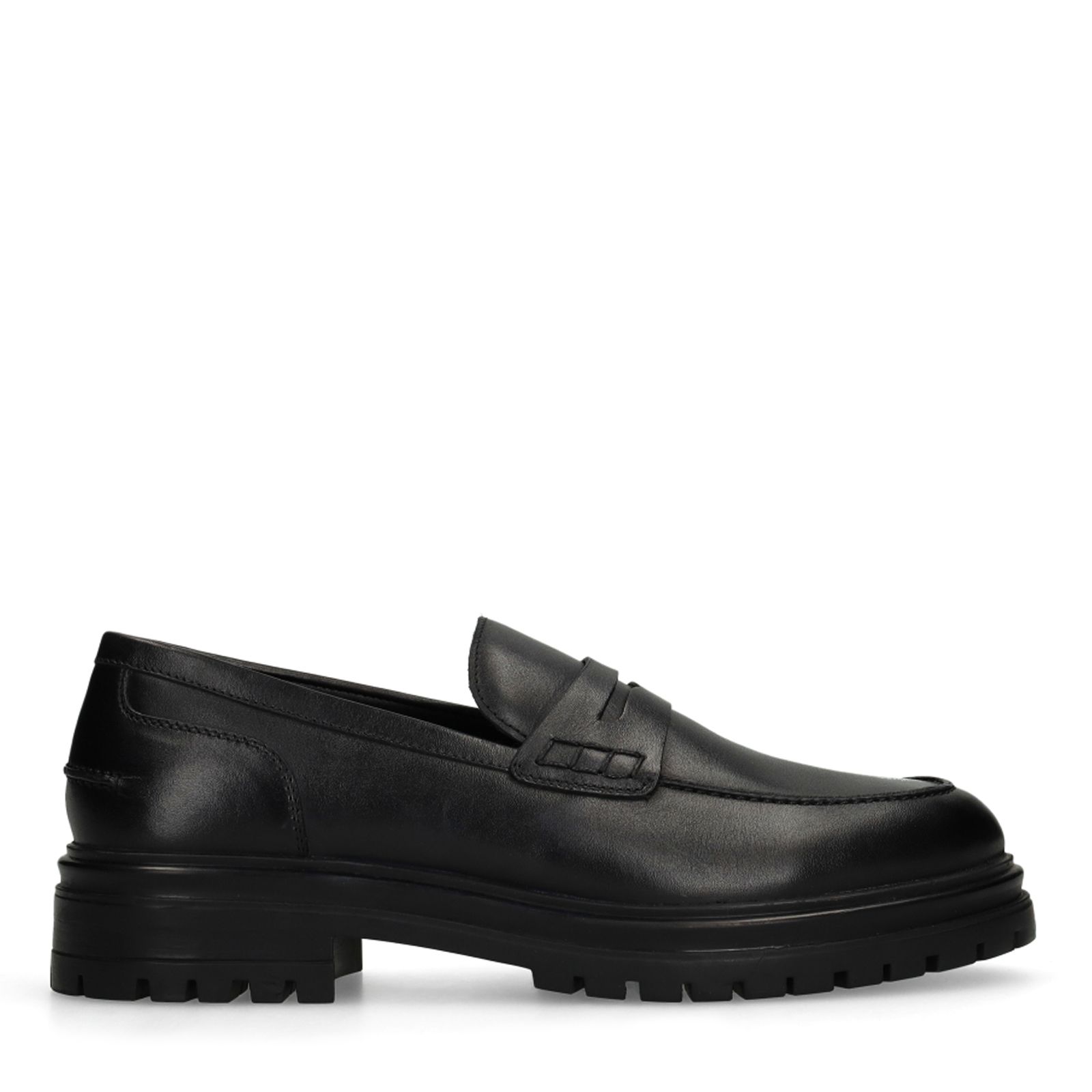 Zwarte chunky leren loafers
