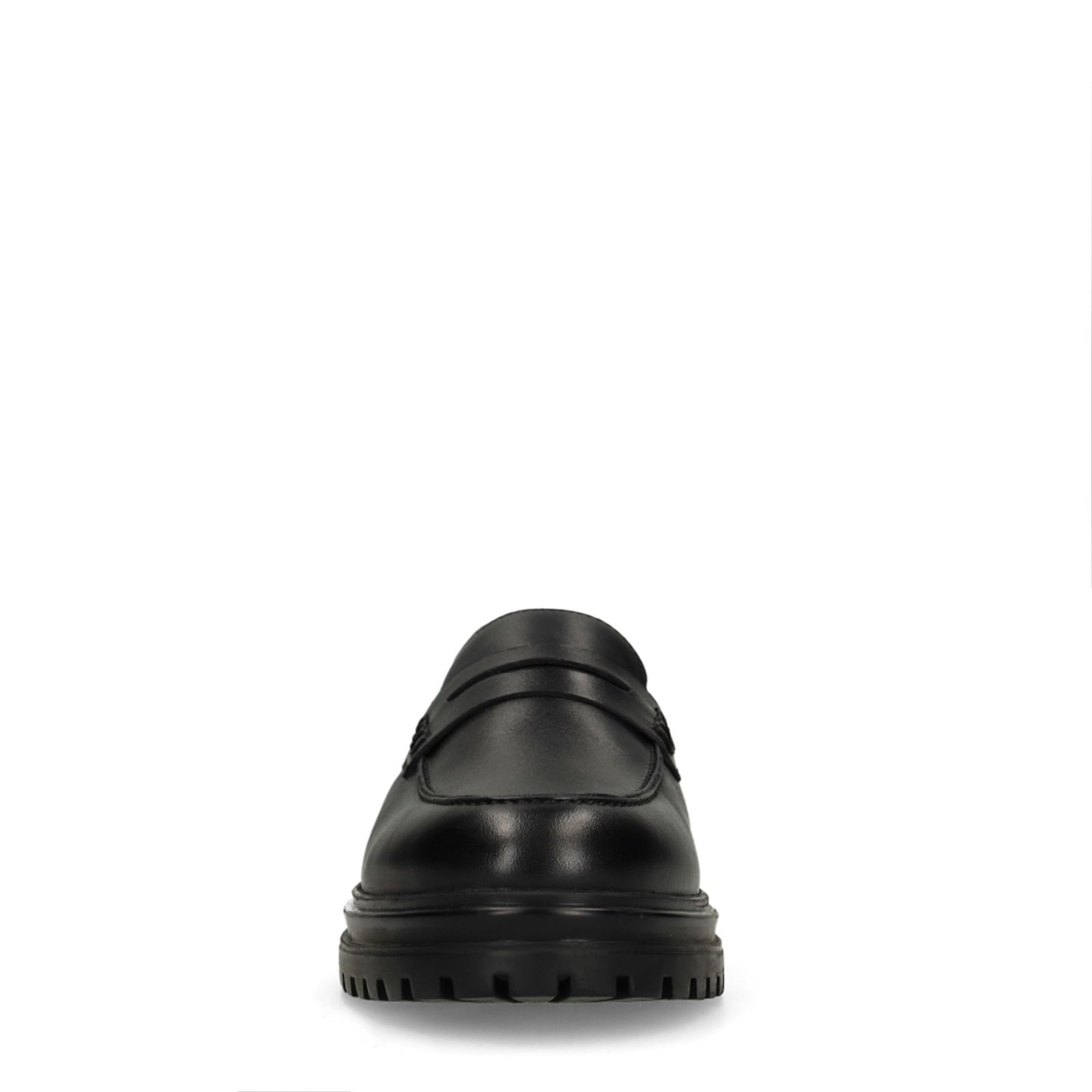 Zwarte chunky leren loafers