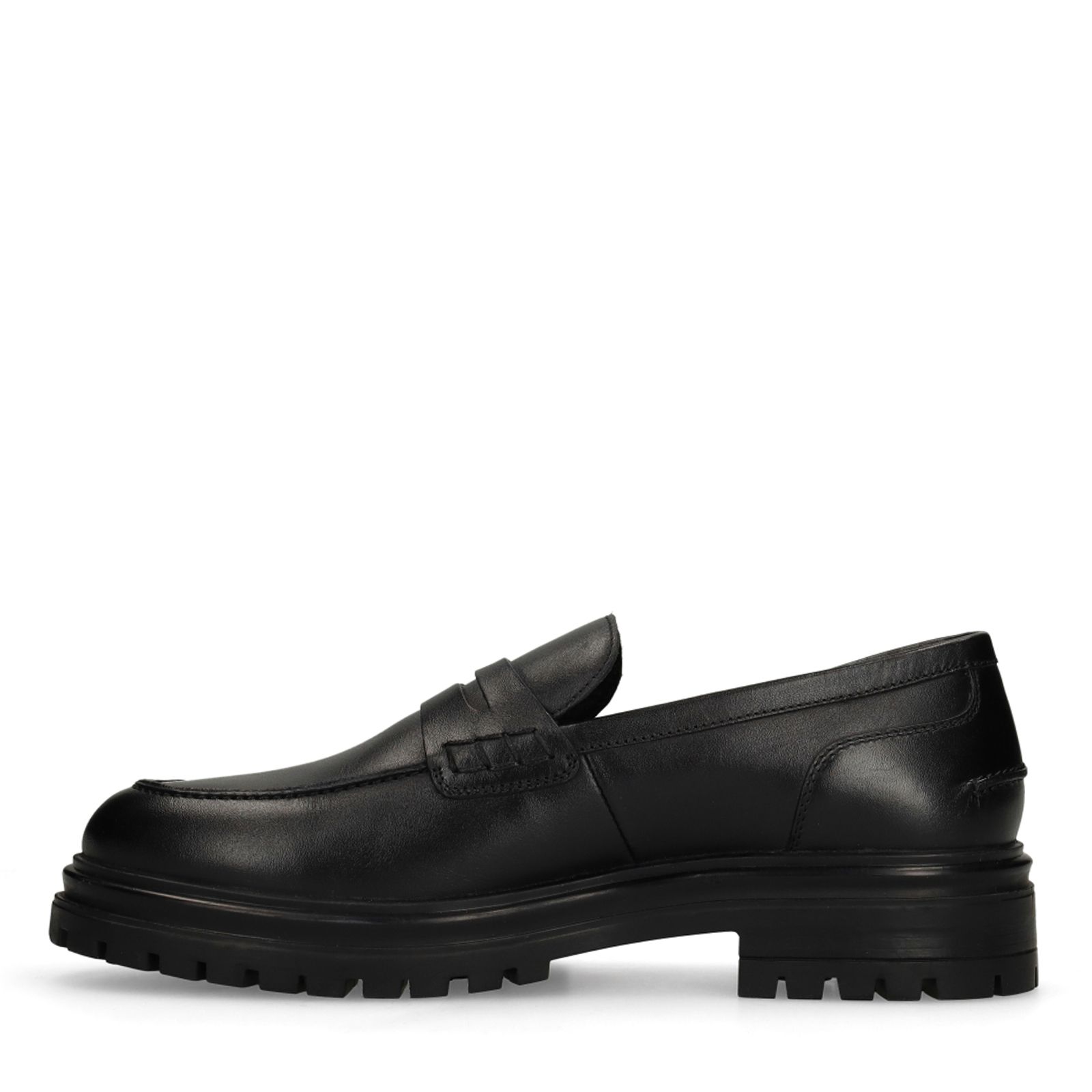 Zwarte chunky leren loafers