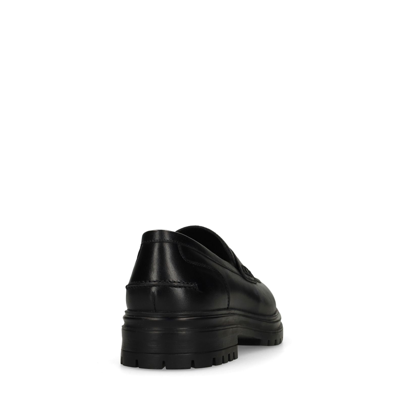 Zwarte chunky leren loafers