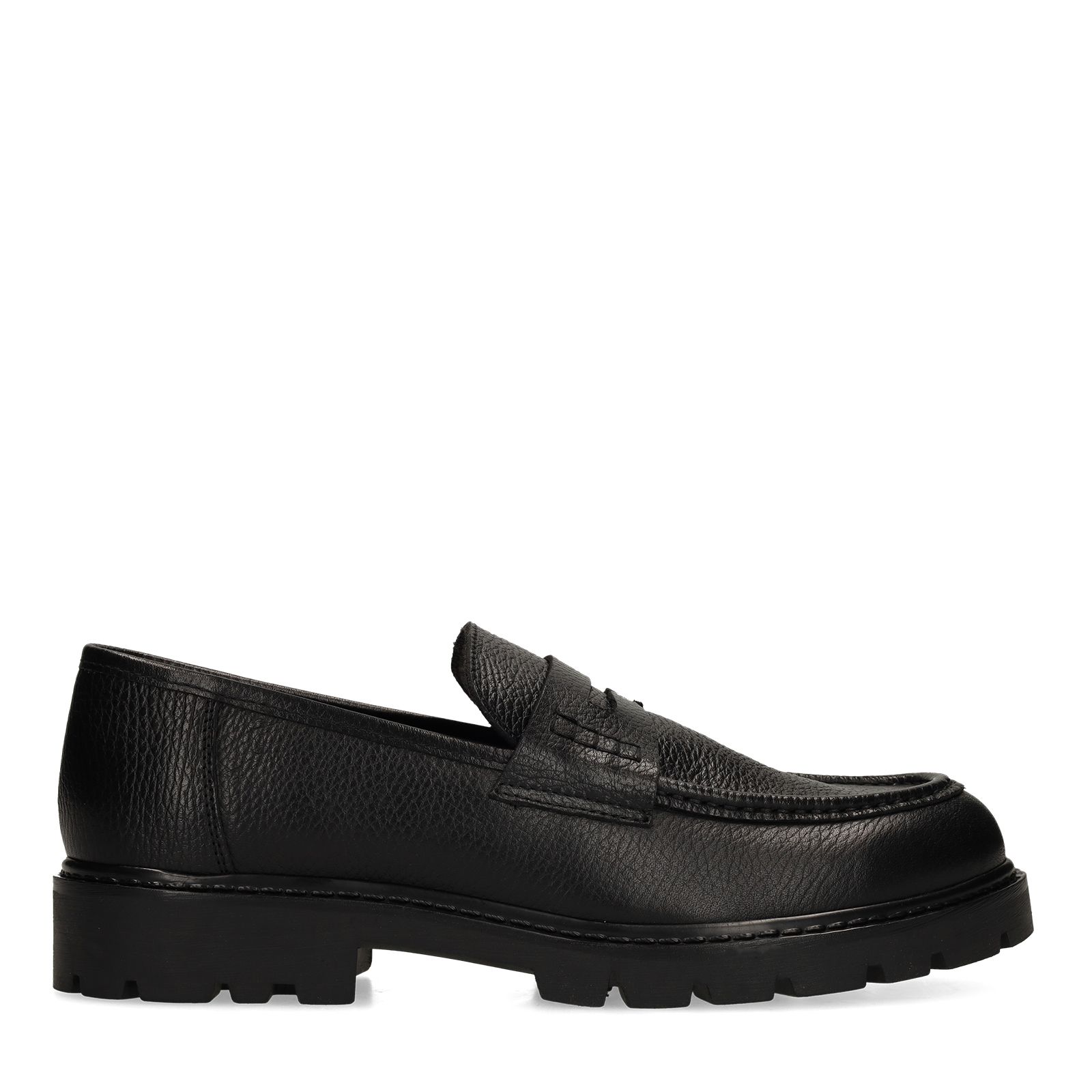 Zwarte chunky leren loafers