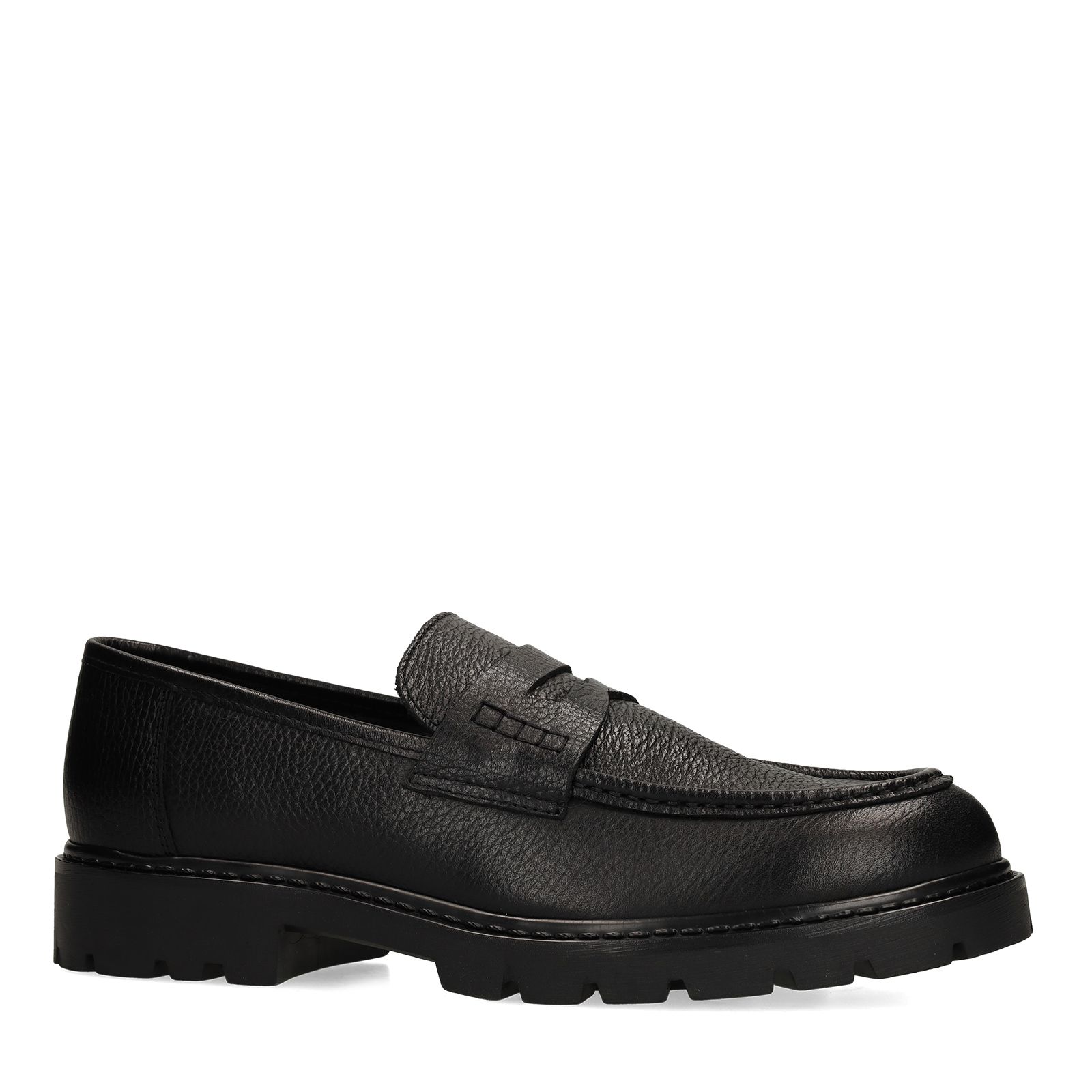 Zwarte chunky leren loafers