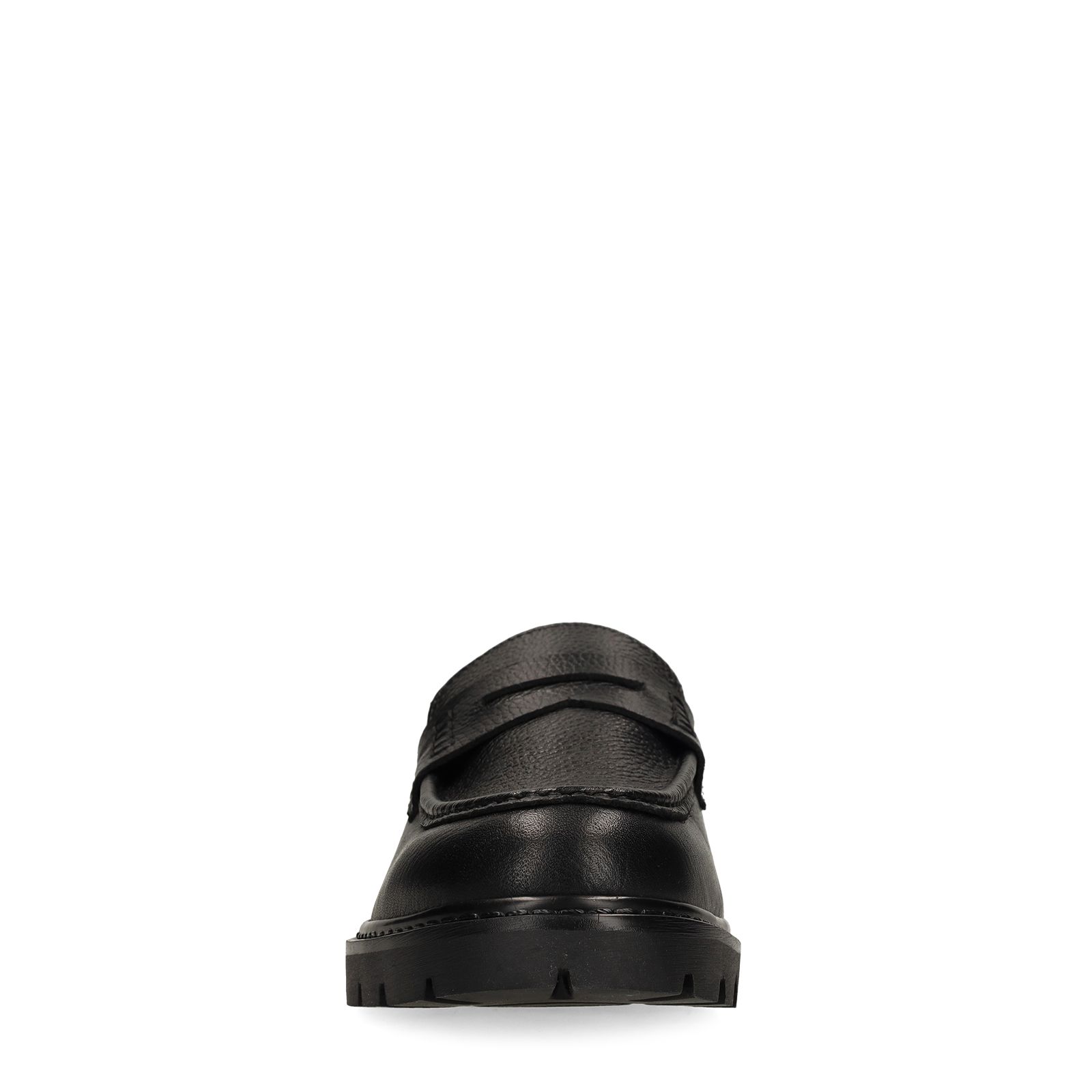 Zwarte chunky leren loafers