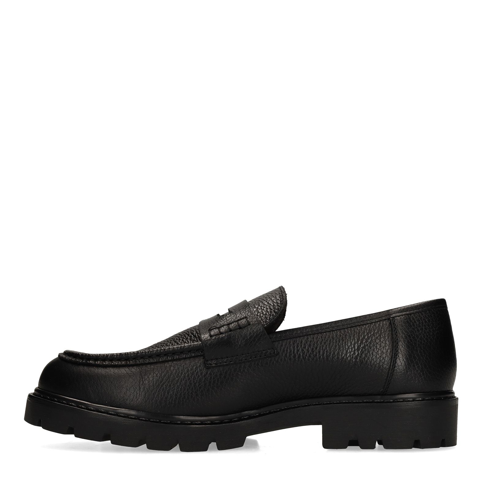 Zwarte chunky leren loafers