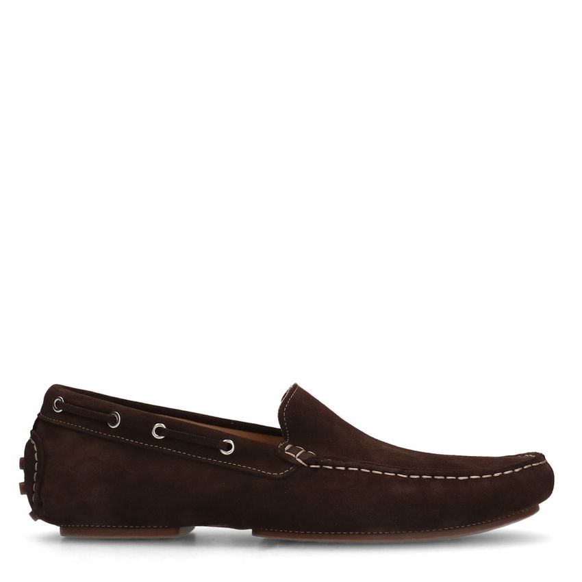 Bruine suède loafers