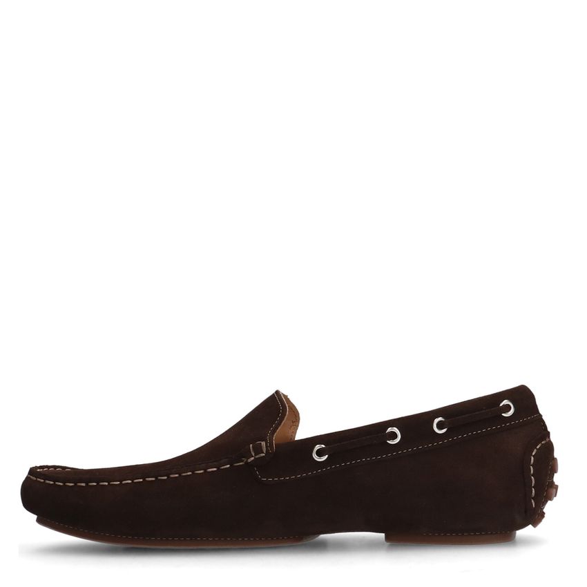 Bruine suède loafers