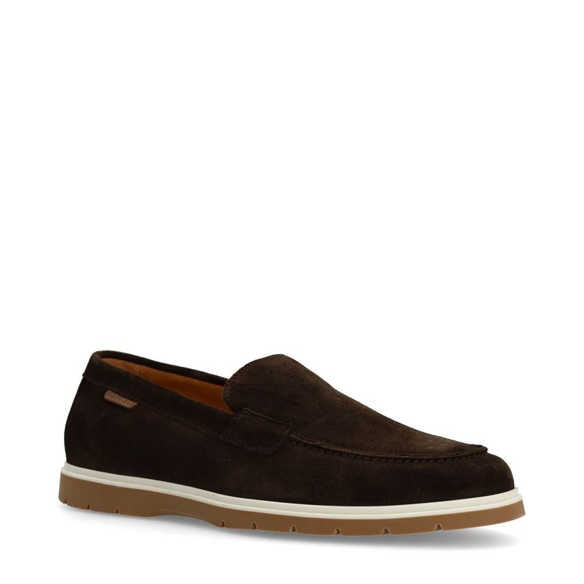 Bruine suède loafers