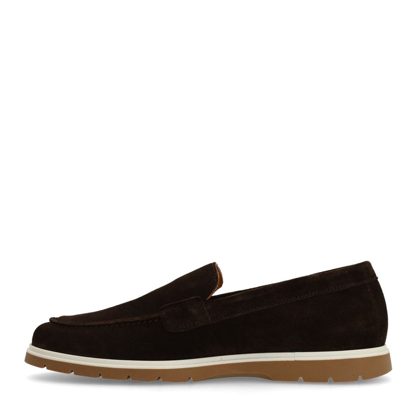 Bruine suède loafers