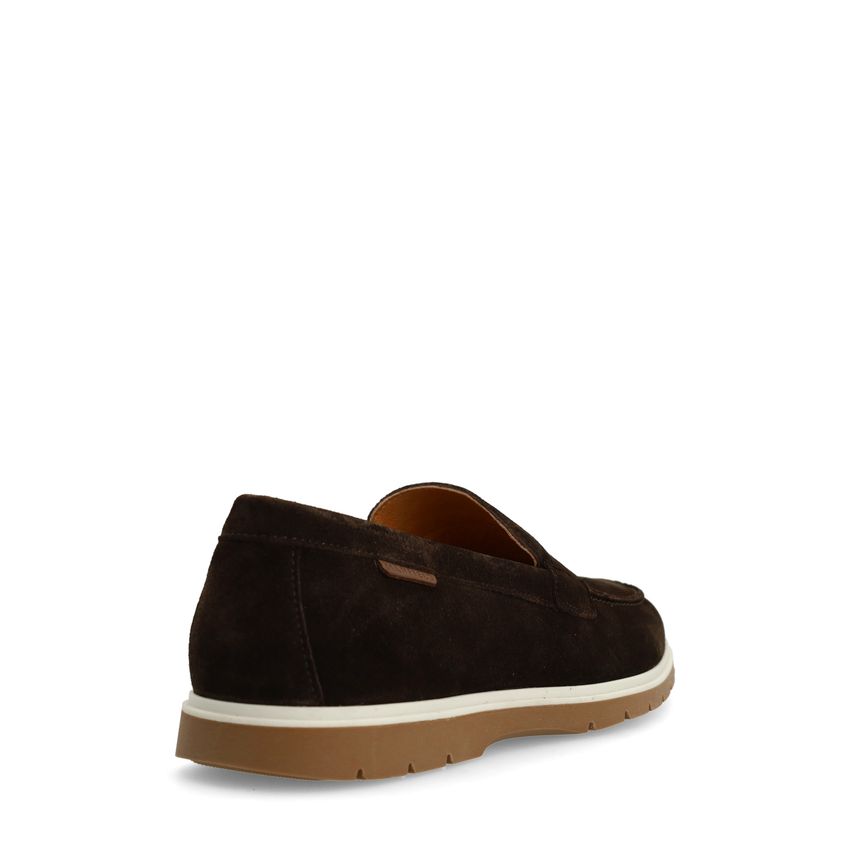 Bruine suède loafers