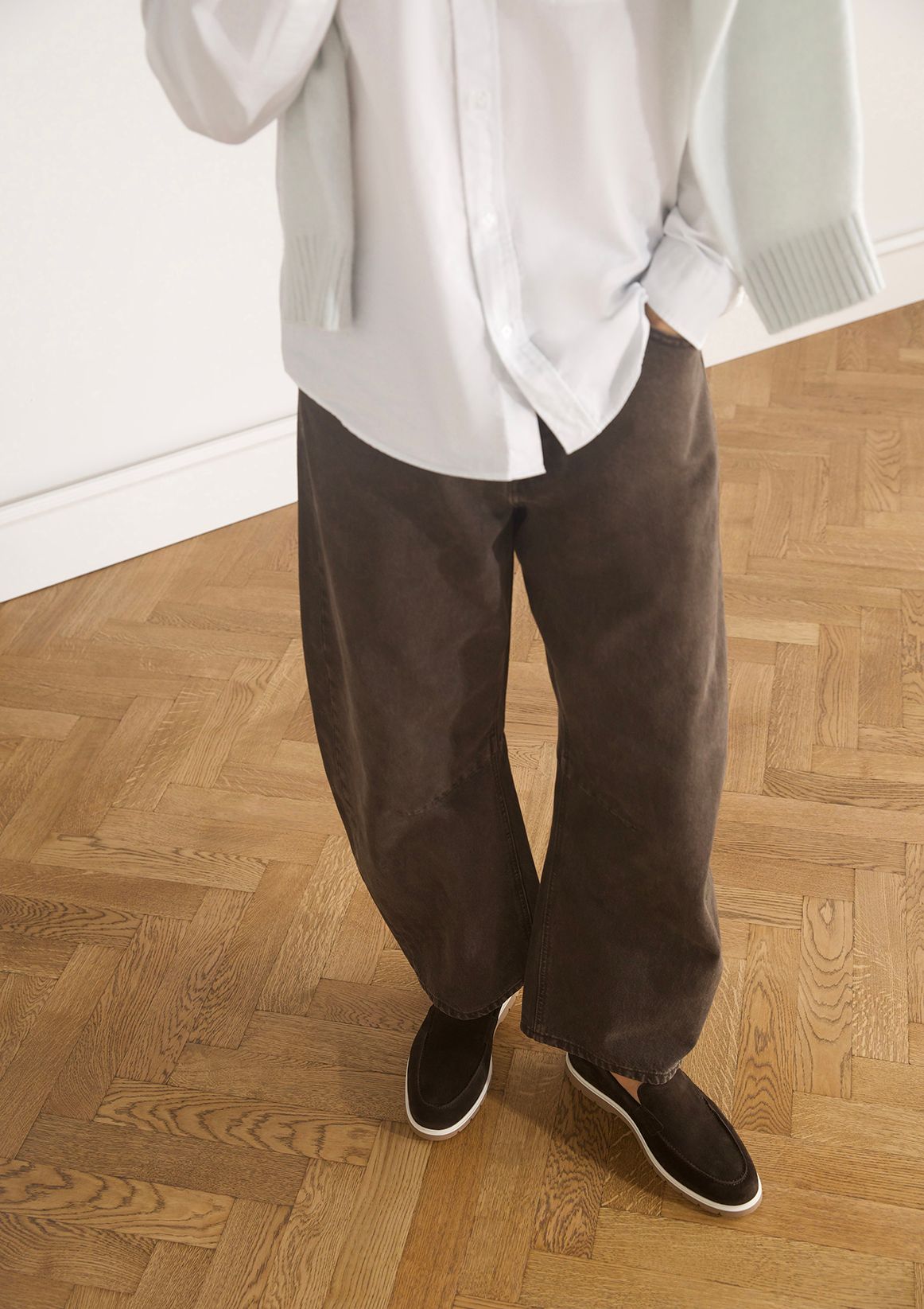 Bruine suède loafers
