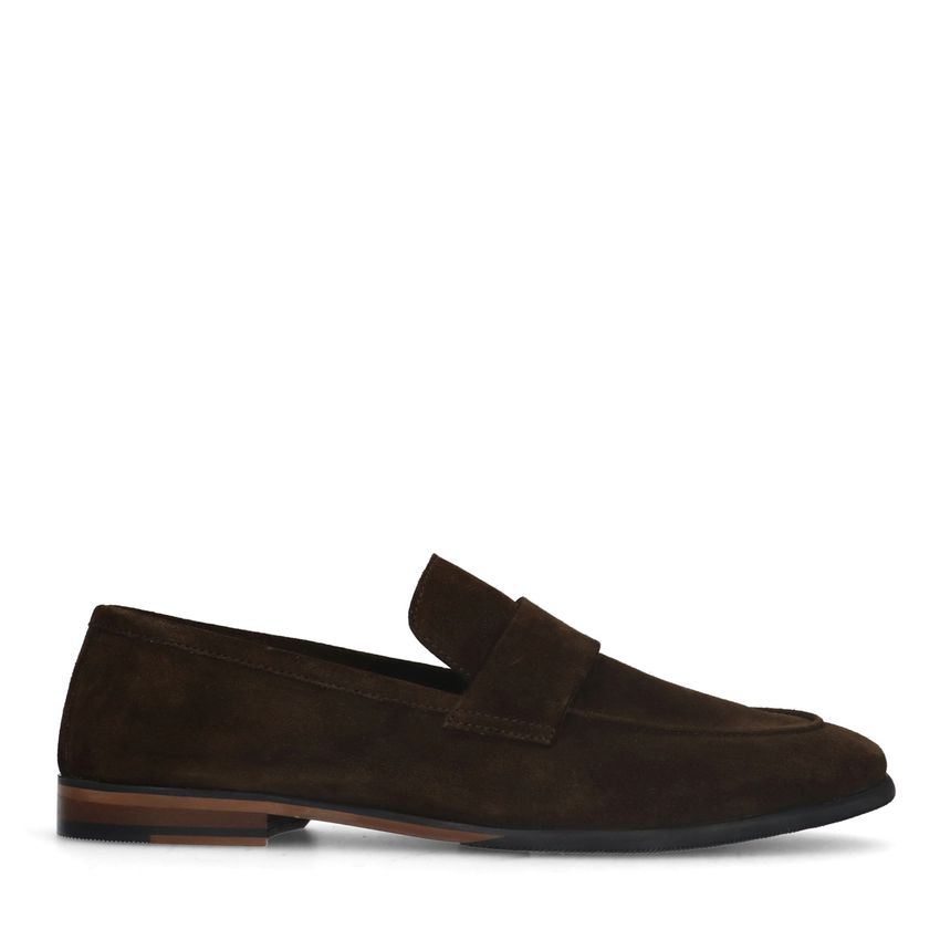 Bruine suède loafers