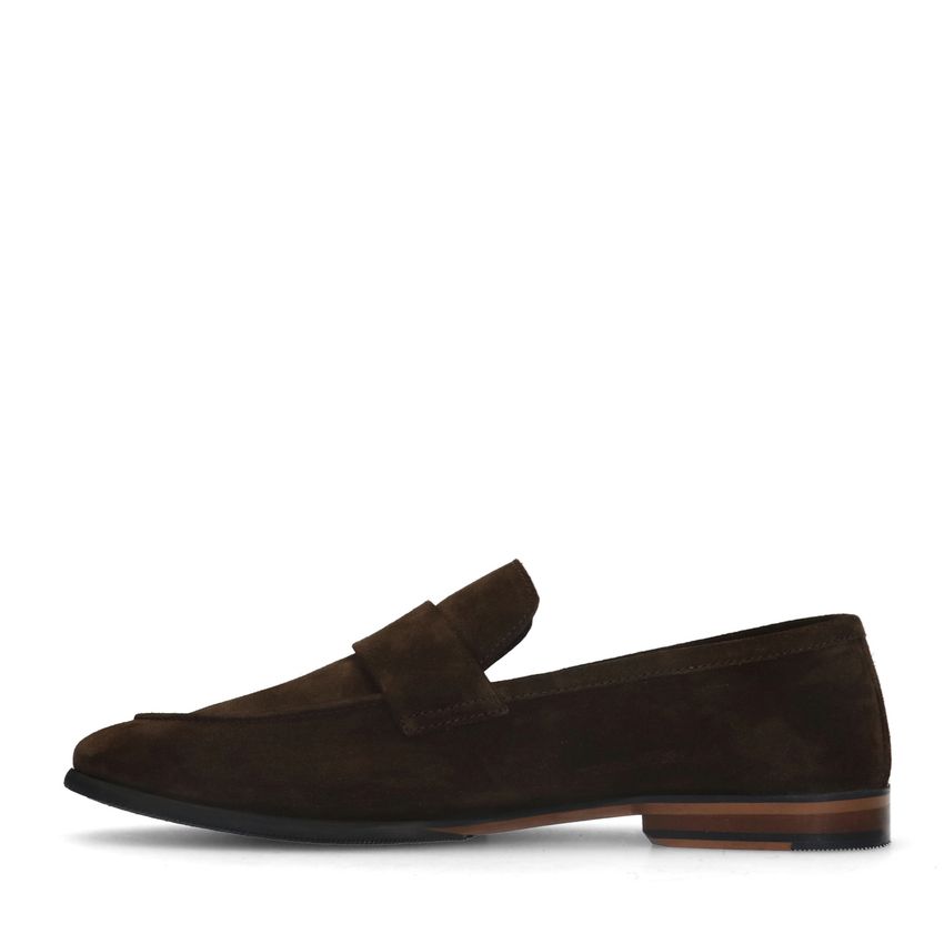 Bruine suède loafers