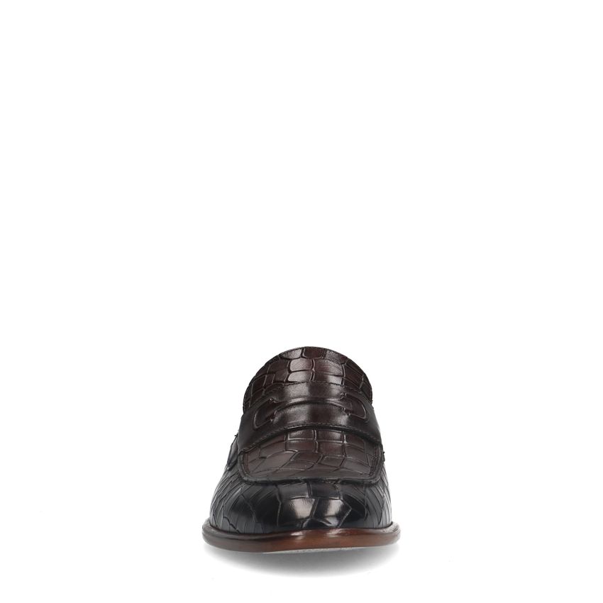 Braune Leder-Loafer mit Krokomuster
