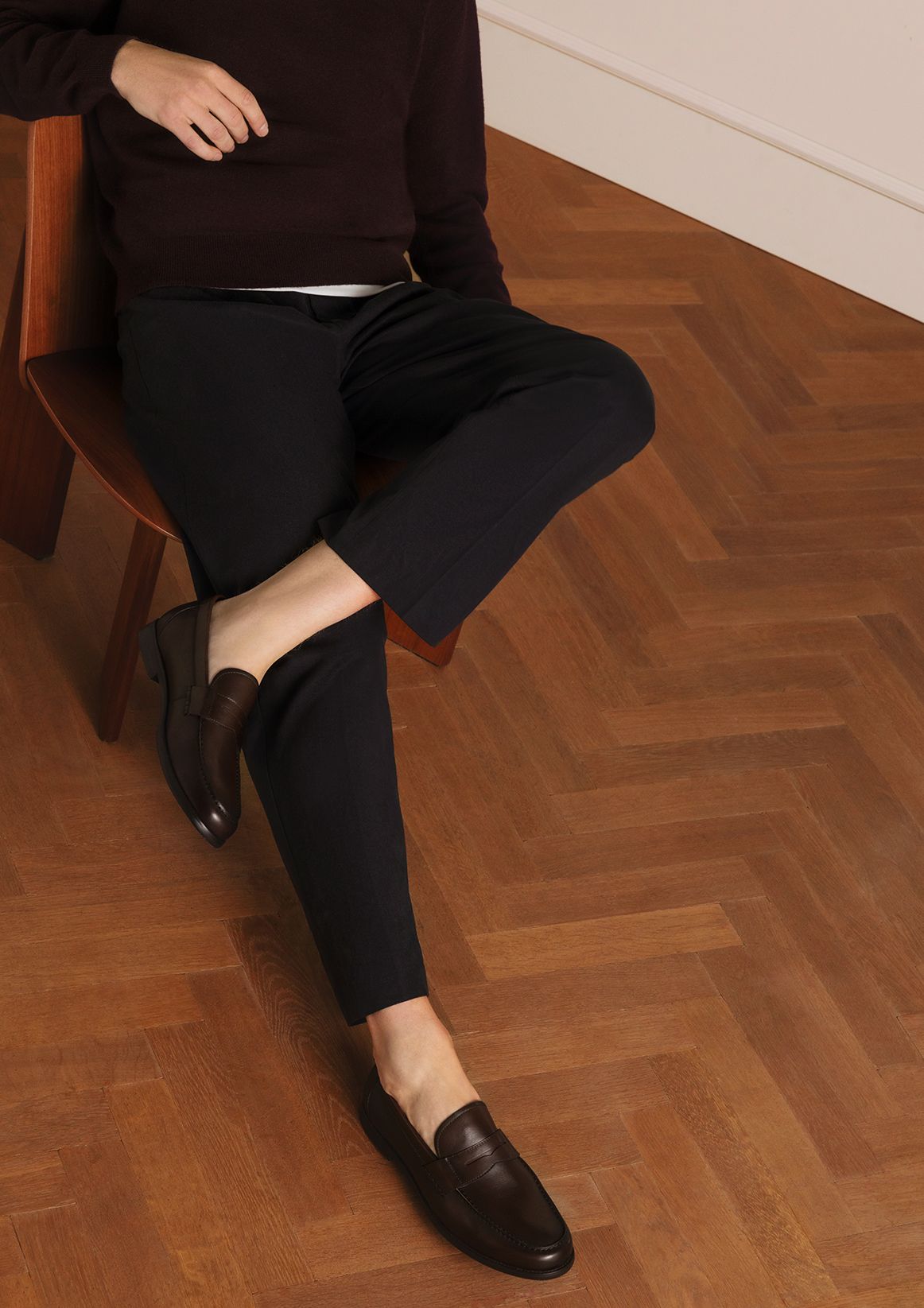 Donkerbruine leren loafers