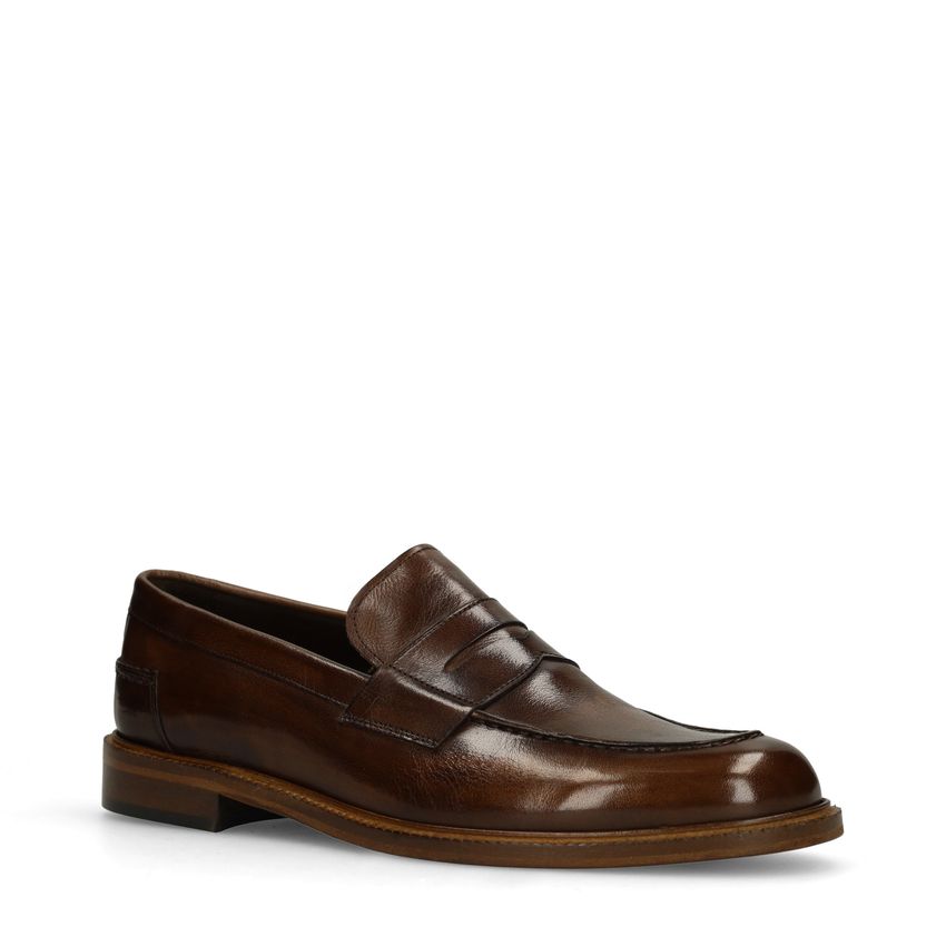 Bruine leren Loafers