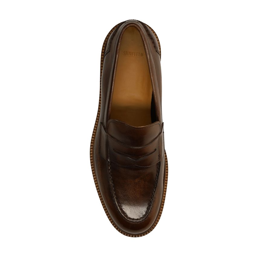 Bruine leren Loafers