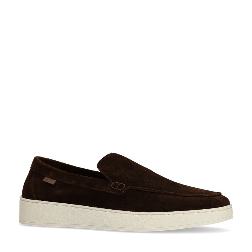 Bruine suède loafers