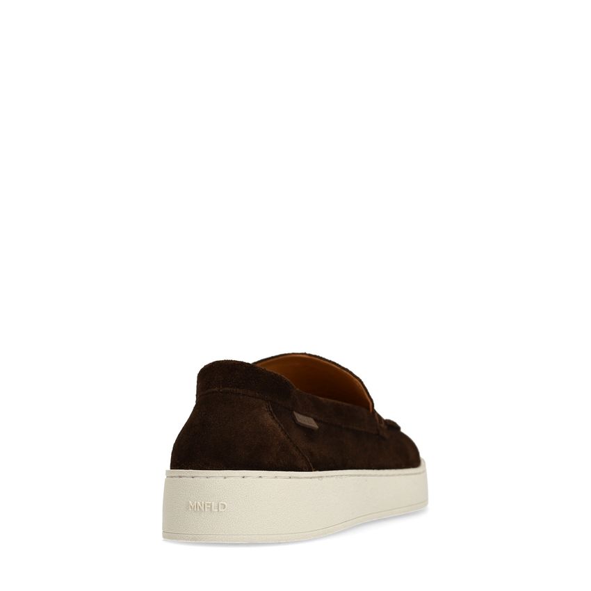 Bruine suède loafers