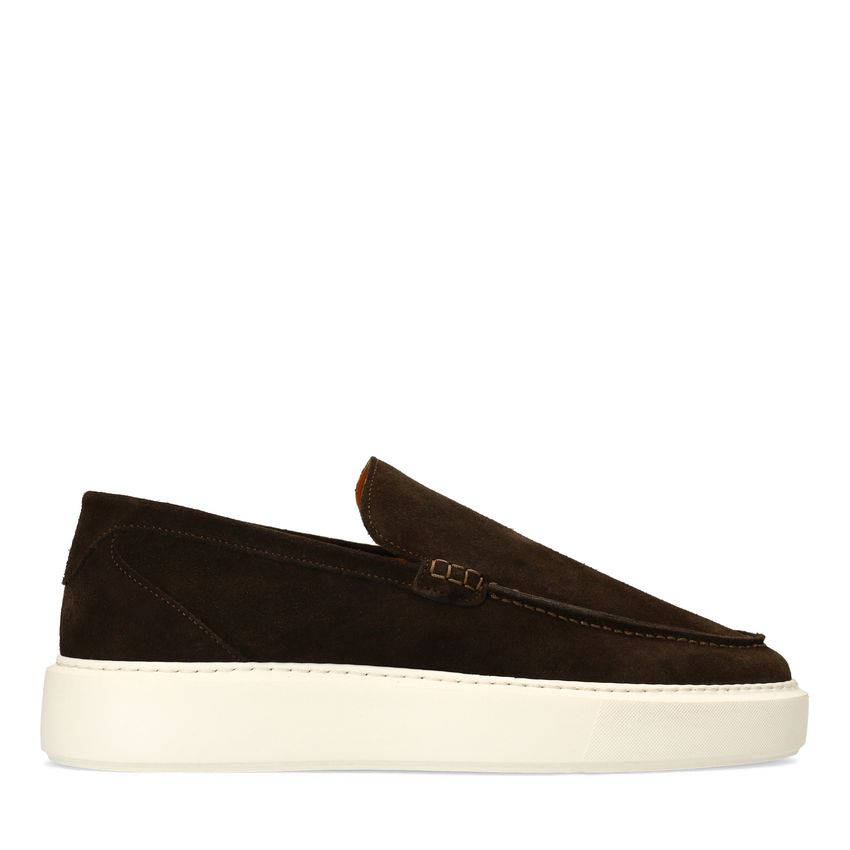 Bruine suède loafers