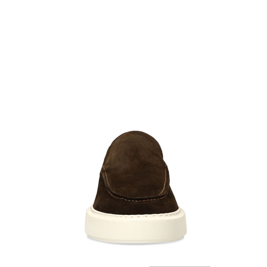 Bruine suède loafers