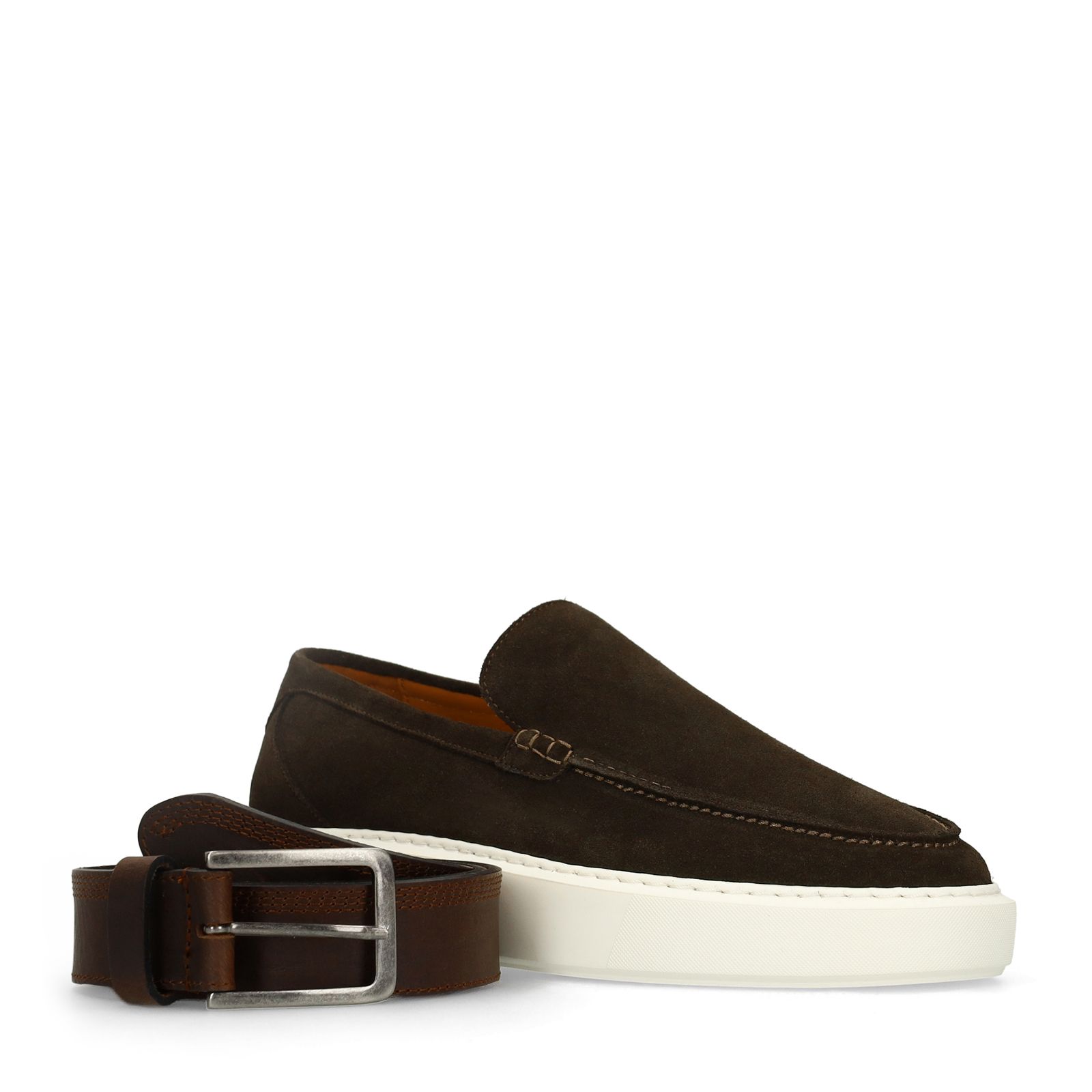 Bruine suède loafers