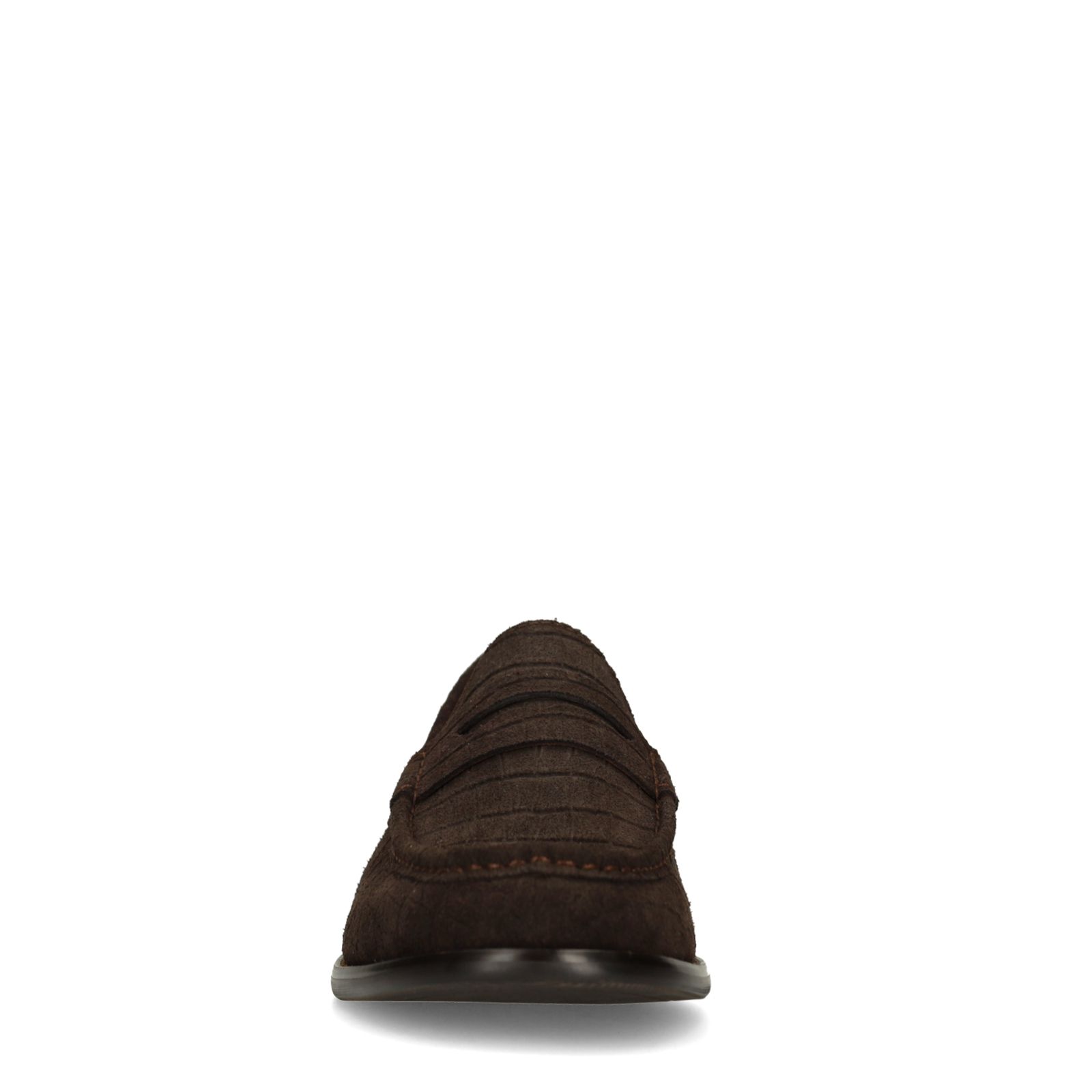 Bruine suède loafers met crocoprint