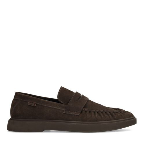 Bruine suède loafers
