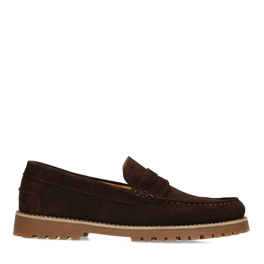 Bruine suède loafers